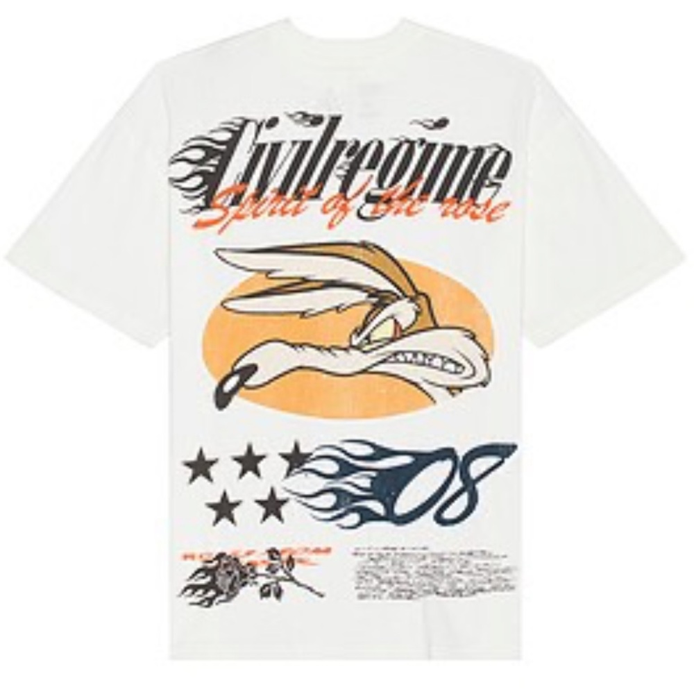 CIVILREGIME WILE E COYOTE RACING AMERICAN CLASSIC OVERSIZED TEE - L